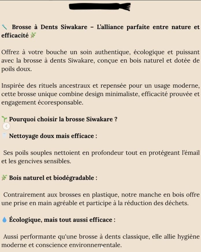 Brosse à dents Siwakare en bois naturel